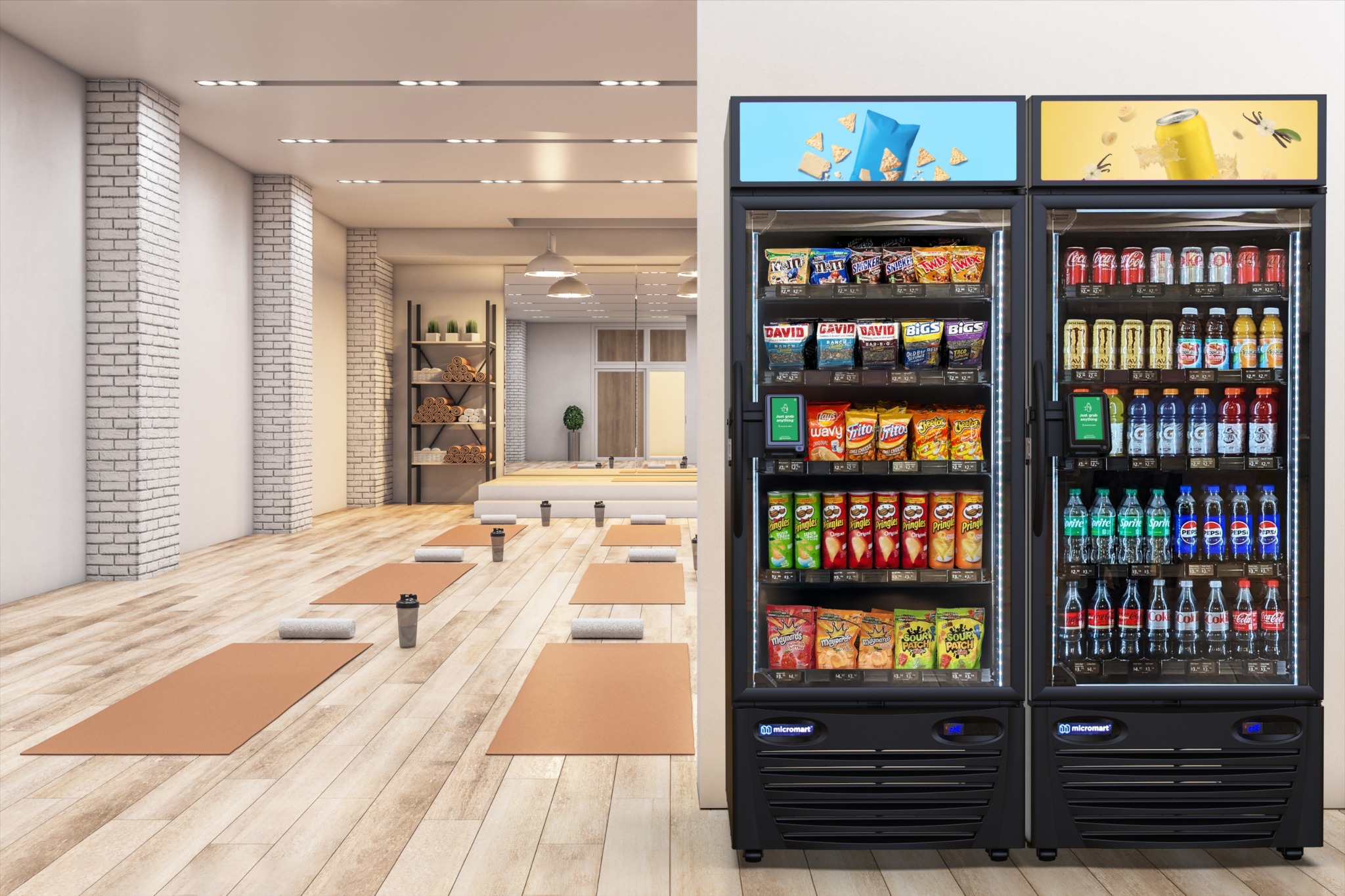 Micromart units in a gym setting